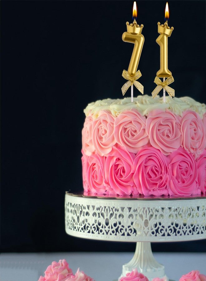 AOOLADA 71st Birthday Candles, Gold 71 Year Old Number Birthday Candles, Happy Birthday Cake Topper Gifts Party Decorations for Men Women - Image 5